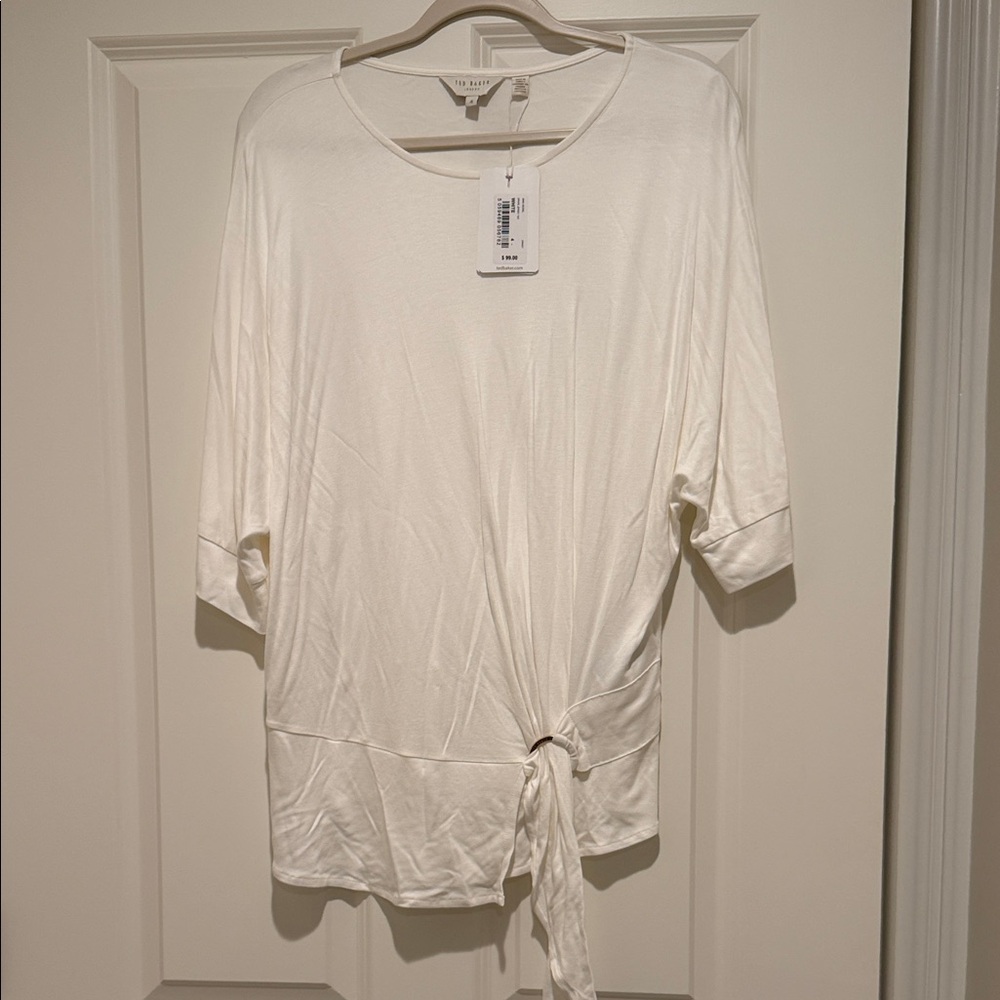 Ted Baker White Side Knot Long Sleeve Top